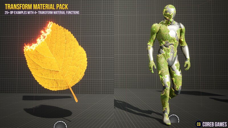 【UE5】交互式溶解特效材质 Interactive and Customizable Transform Material Pack