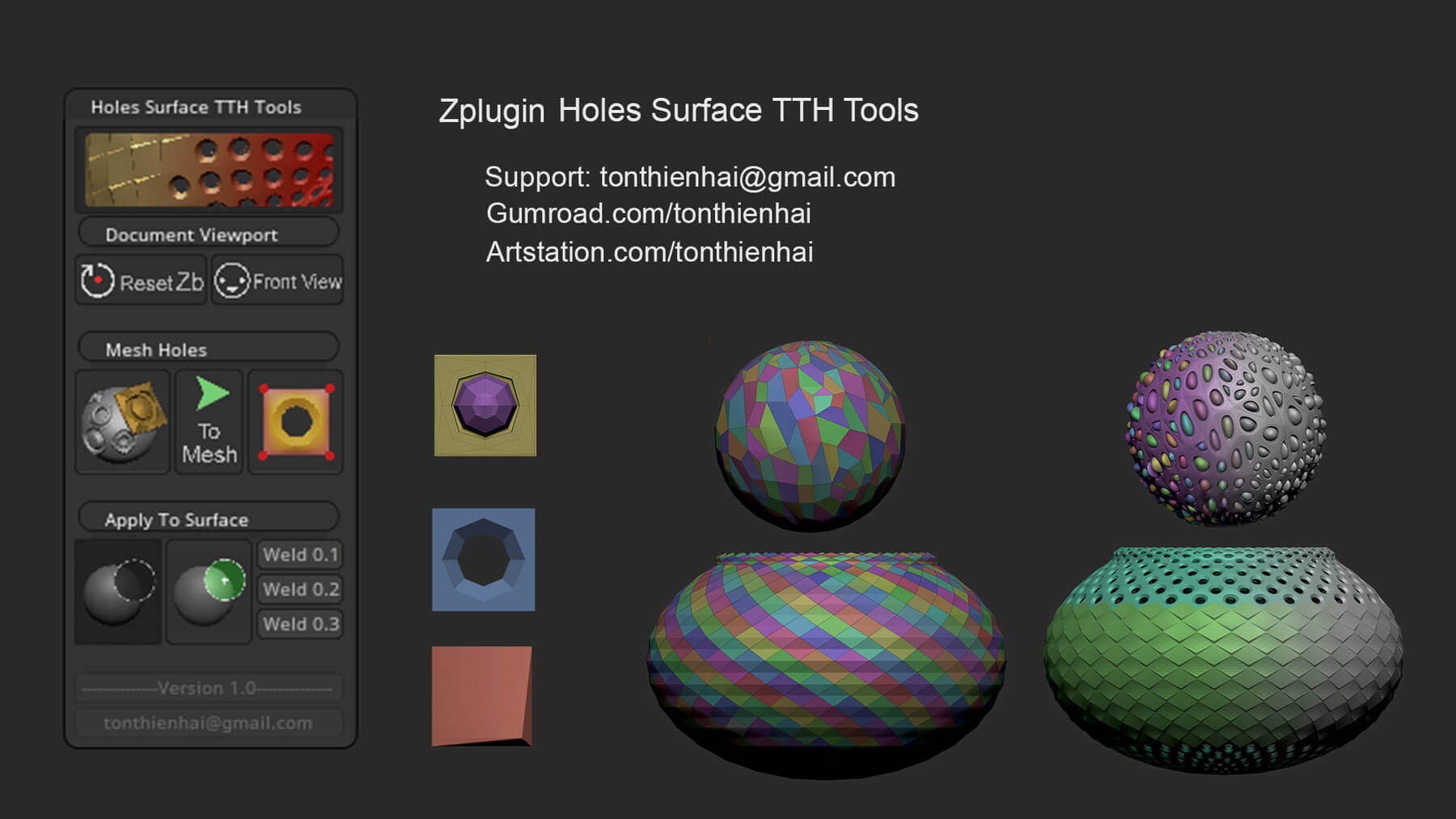【 Zbrush插件】 – 程序化打孔插件 Holes Surface TTH Tools