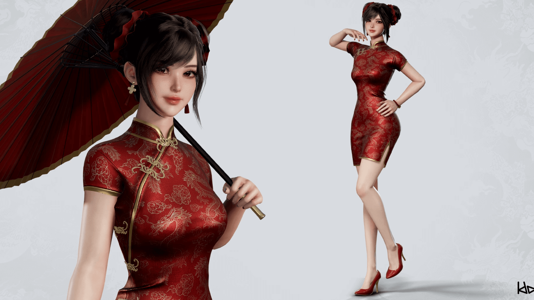 【UE4/5】中国旗袍女孩 – Jua Lee – Girl in Cheongsam Qipao Dress