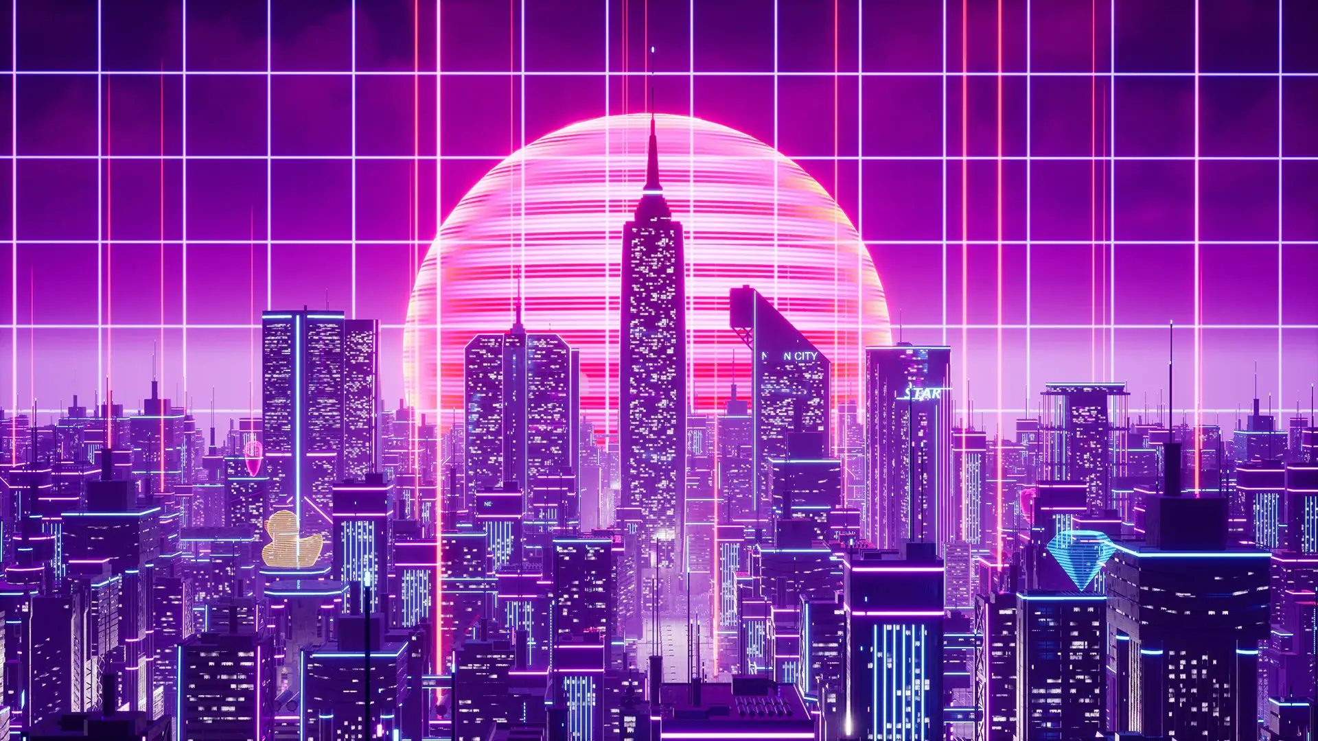 【UE4/5】霓虹城市 – Neon City – Synthwave