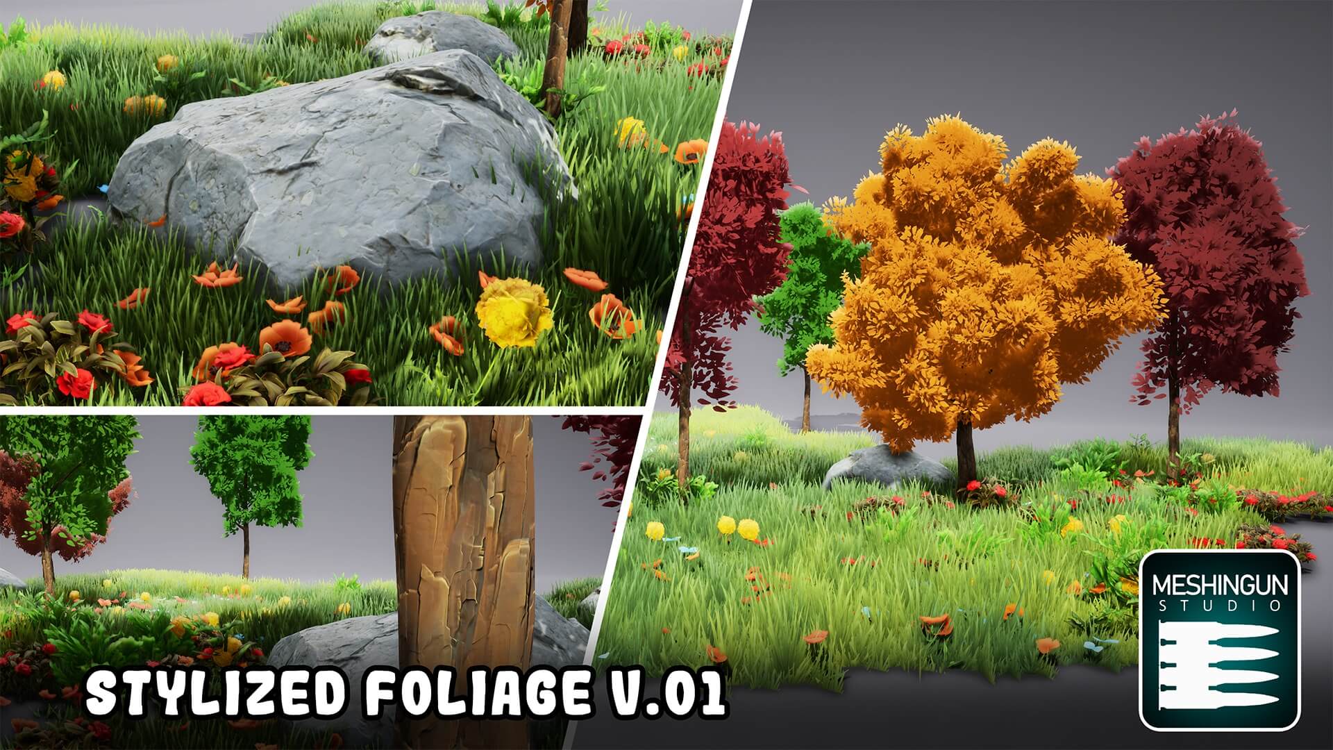 【UE4/5】风格化的树叶包 – Stylized Foliage Pack V.01
