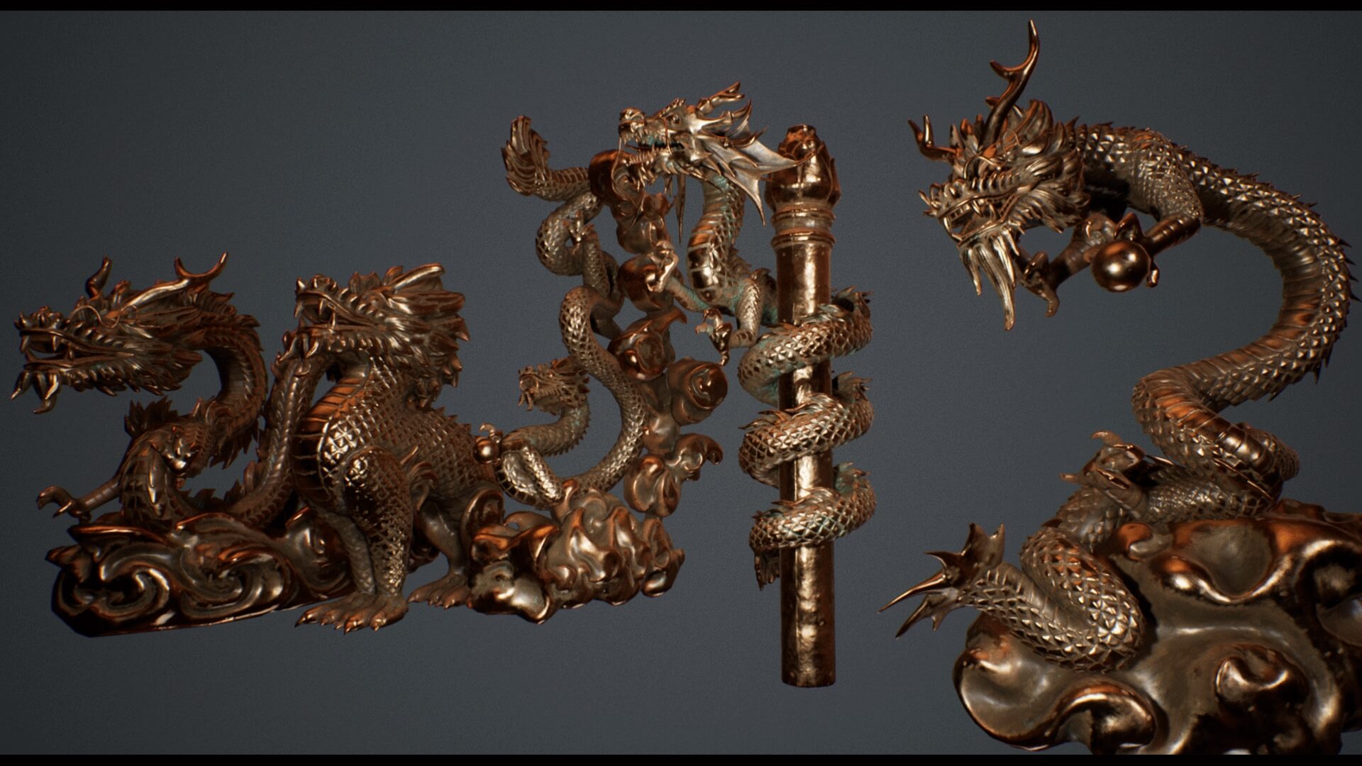 【UE4/5】中国龙雕像 – Chinese Dragon Statues