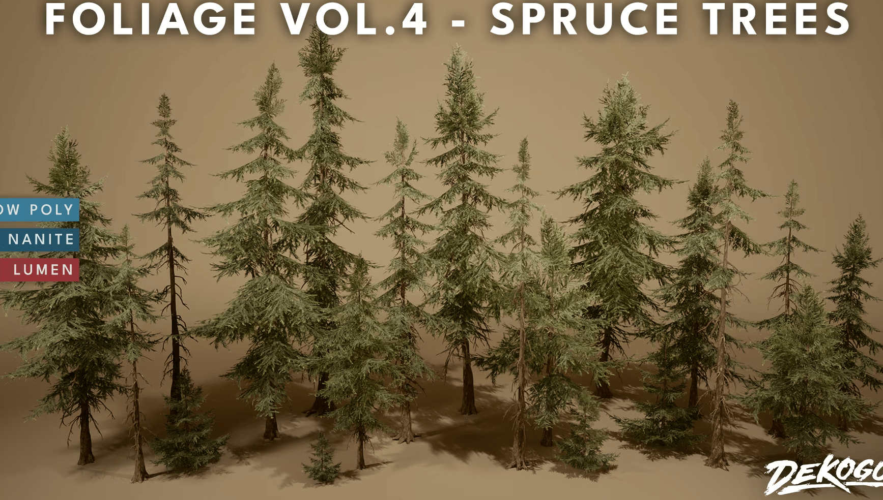 【UE4/5】树叶-云杉树 – Foliage VOL.4 – Spruce Trees (Nanite and Low Poly)