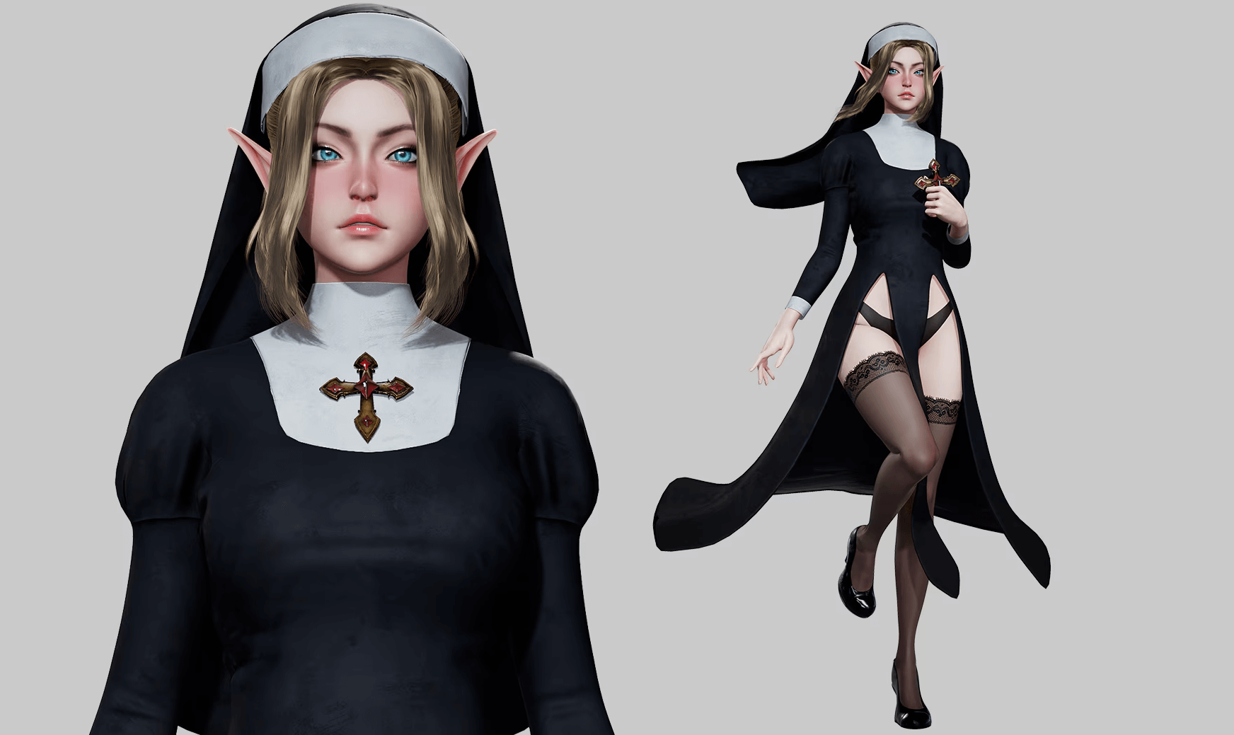 【UE4/5】神职女祭司-Nun Girl Modular